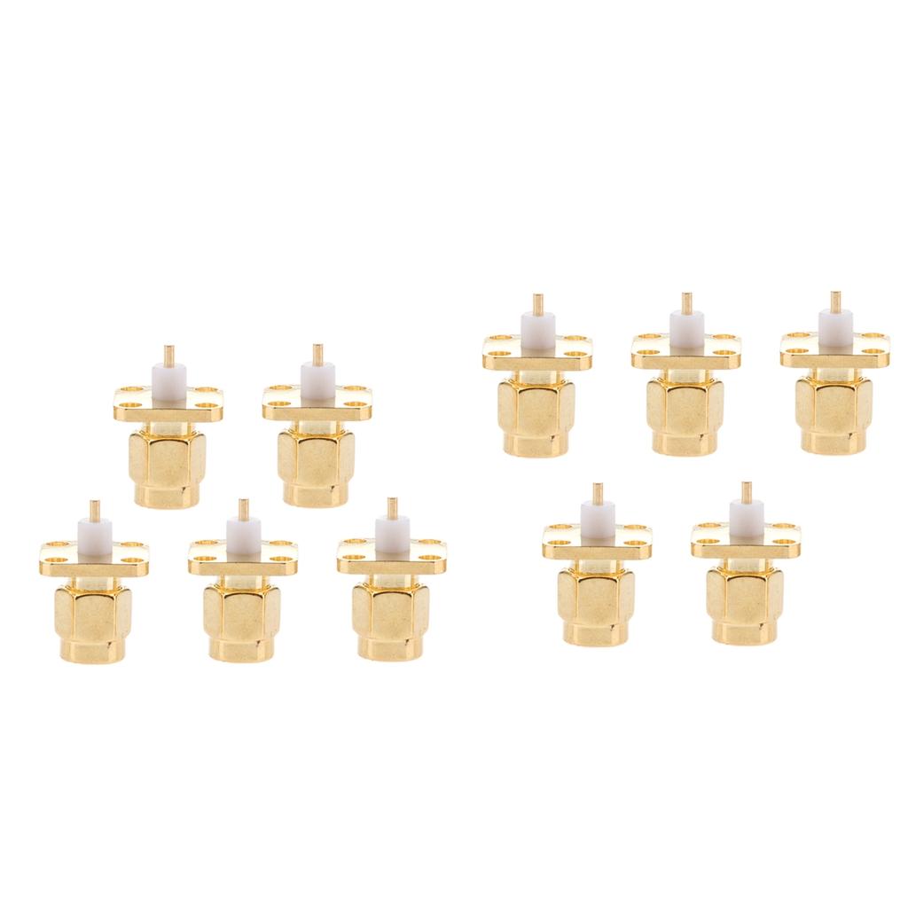 10Pieces SMA Male Jack Chassis Flange Panel Mount 4 Hole Connector Adapter