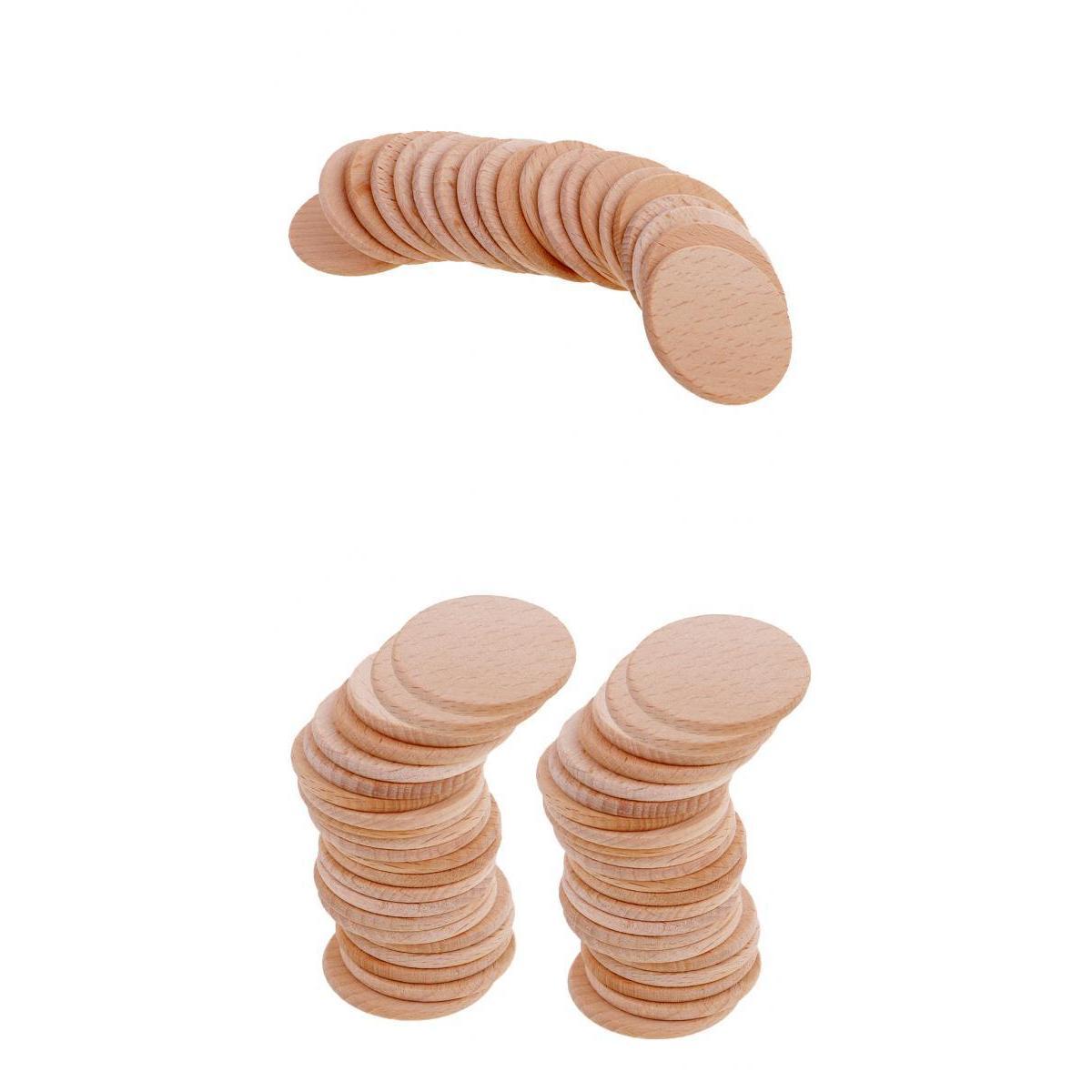 70 Pieces Blank Round Unfinished Wood Embellishments for Art DIY Crafts 36mm