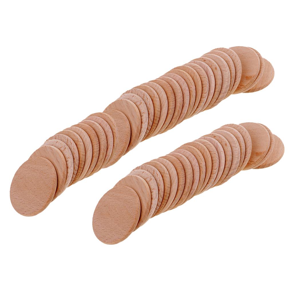 70 Pieces Blank Round Unfinished Wood Embellishments for Art DIY Crafts 36mm