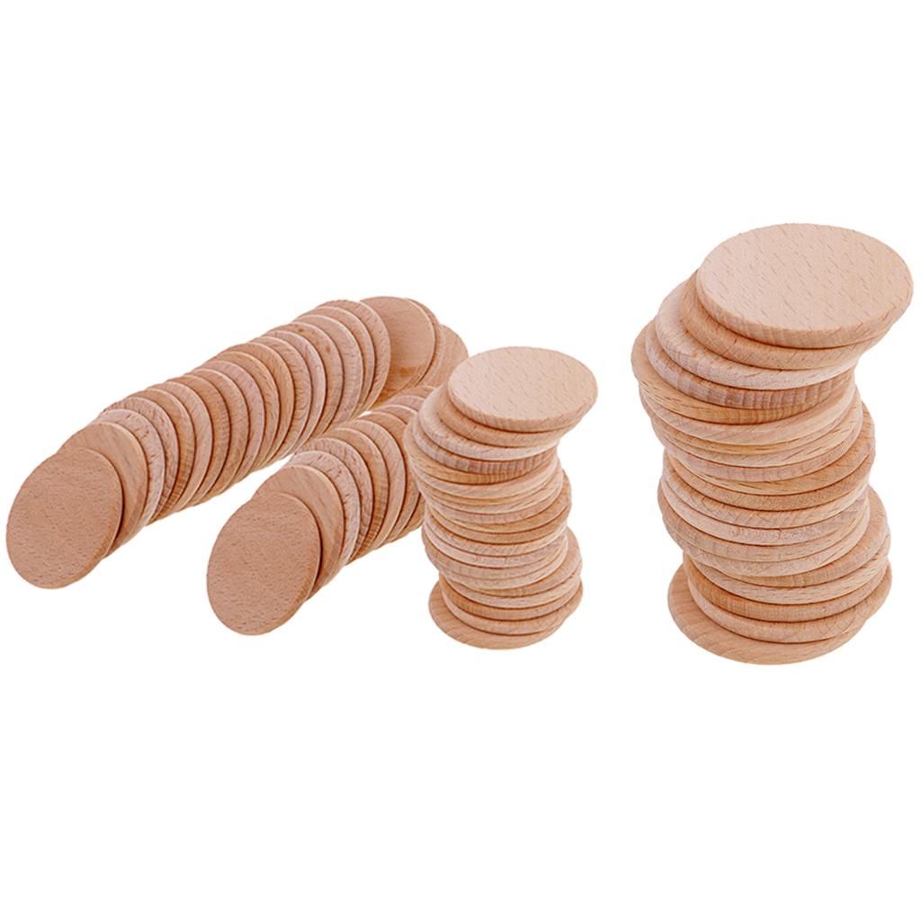 70 Pieces Blank Round Unfinished Wood Embellishments for Art DIY Crafts 36mm