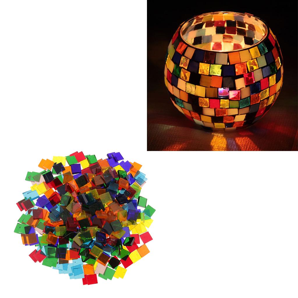 260g Assorted Square Round Vitreous Glass Mosaic Tiles for DIY Arts Crafts