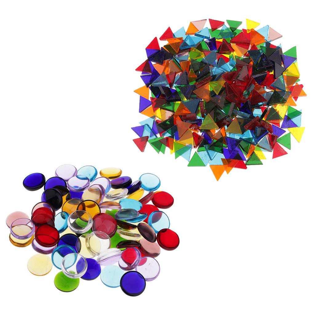 260g Assorted Triangle Round Vitreous Glass Mosaic Tiles for DIY Arts Crafts