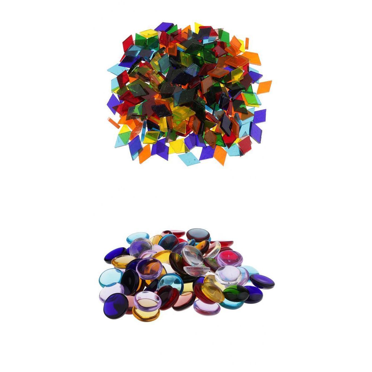 260g Assorted Rhombus Round Vitreous Glass Mosaic Tiles for DIY Arts Crafts