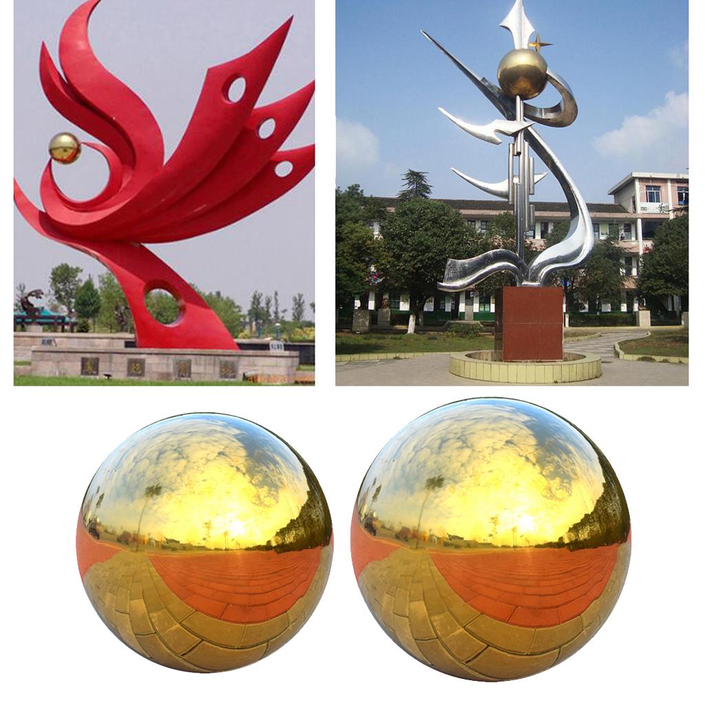 2Pcs 304 Stainless Hollow Ball Seamless Mirror Ball Garden Decor 90mm+138mm