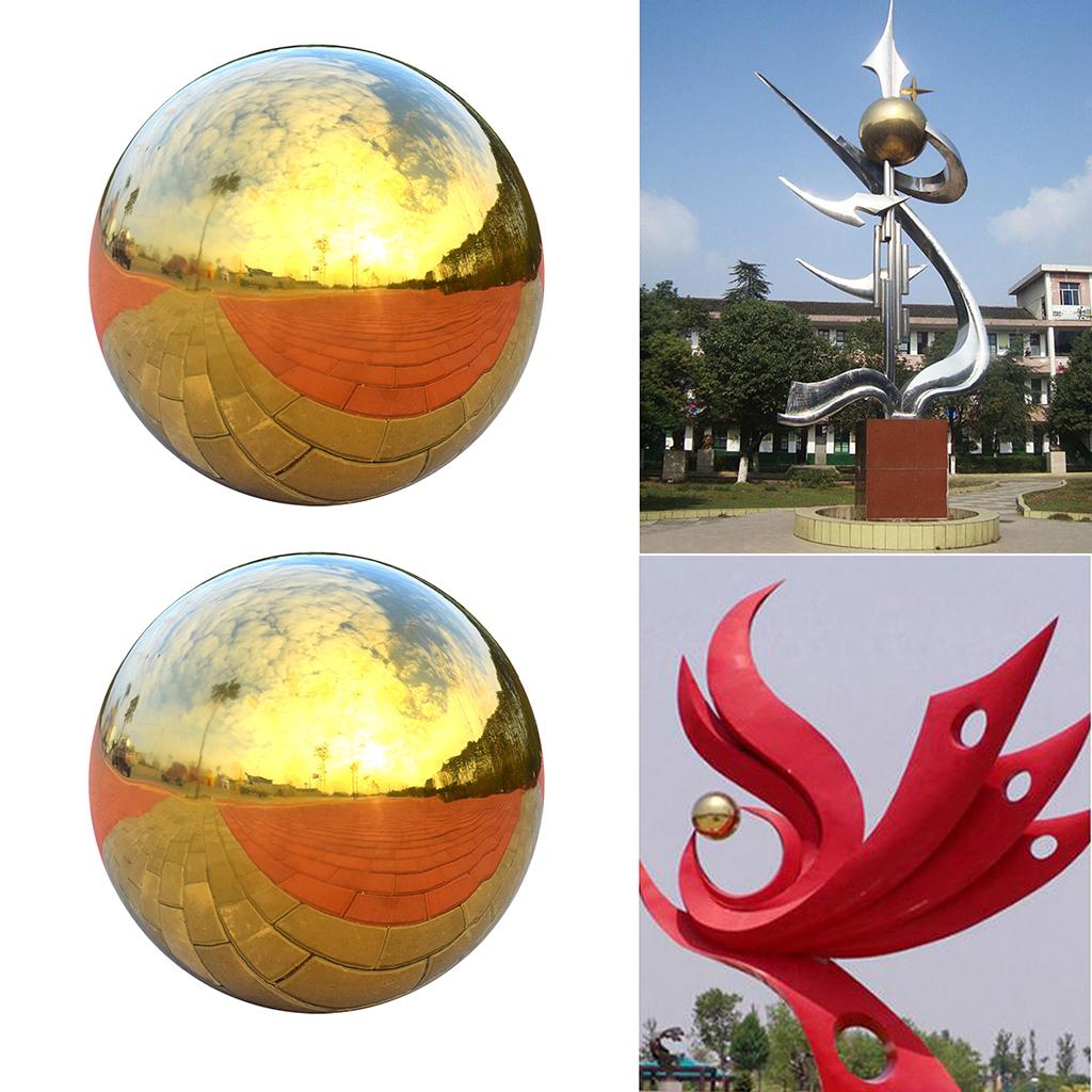 2Pcs - 304 Stainless Hollow Ball Seamless Mirror Ball Sphere Home Deco 138mm