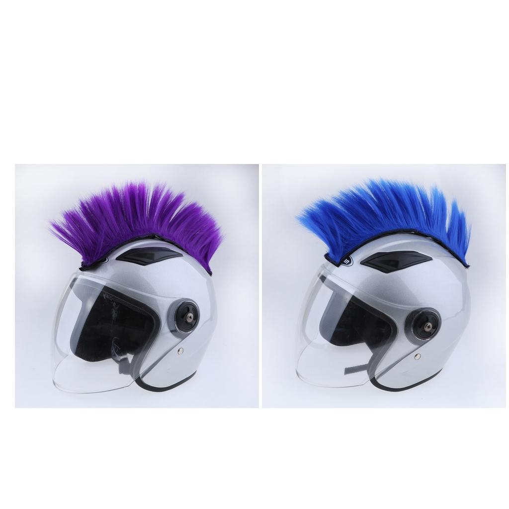 2x Motorcycle Skinhead Wig Punk Helmet Mohawk Wig Costumes Hairpiece