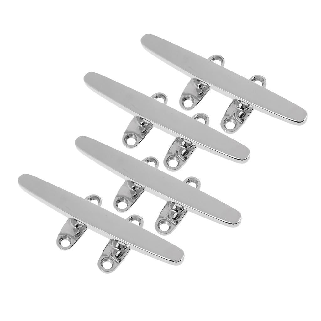 4x Marine 316 Stainless Steel Heavy Duty Hollow Base Boat Rope Cleat 8 inch