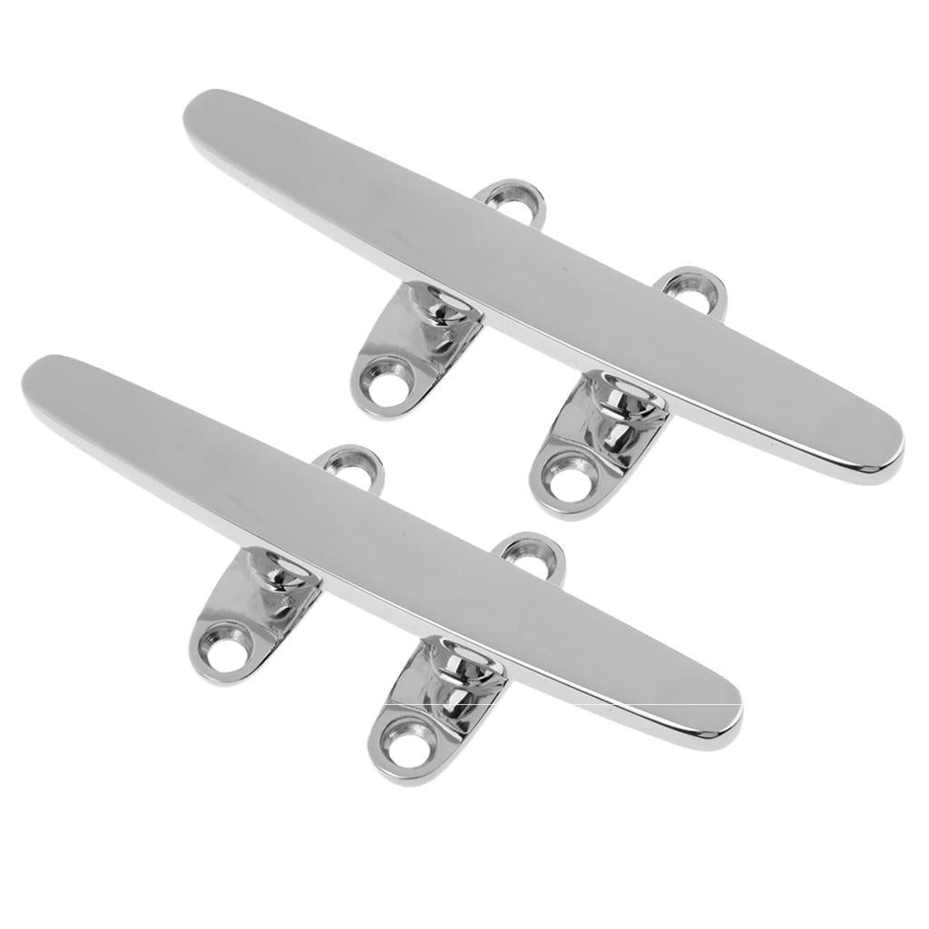 2x Marine 316 Stainless Steel Heavy Duty Hollow Base Boat Rope Cleat 8 inch