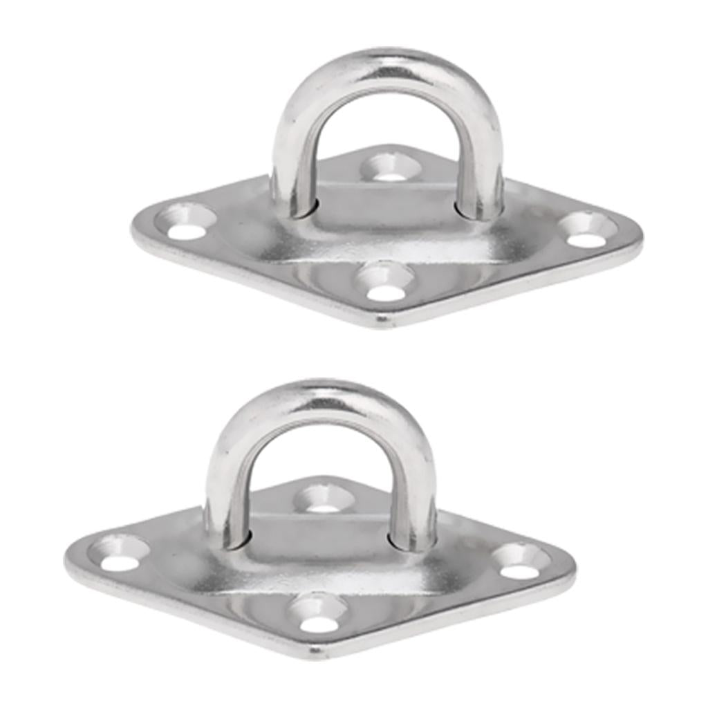 2x Stainless Steel Diamond Pad Eye Plate Heavy Duty Marine Boat Hardware 8mm