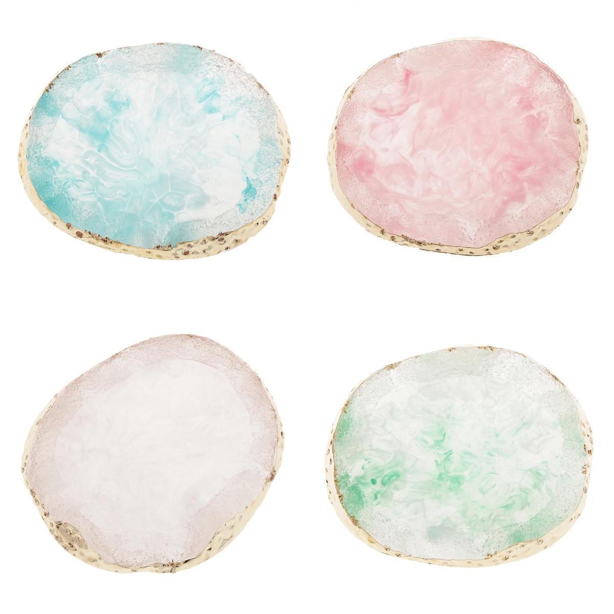 4x Resin Imitation agate nail art Palette drink coaster cup mat decors mixed