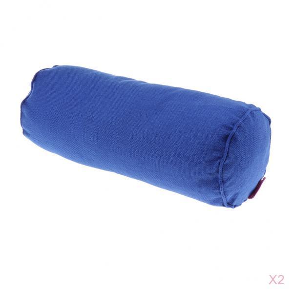2X Orthopedic Neck Roll Pillows Round Cervical Support Pillows Dark Blue