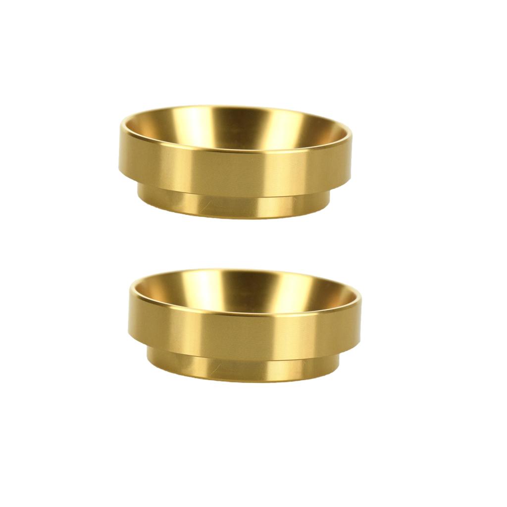 2Pcs 58mm Dia. Intelligent Dosing Ring for Brewing Bowl Coffee Powder Gold