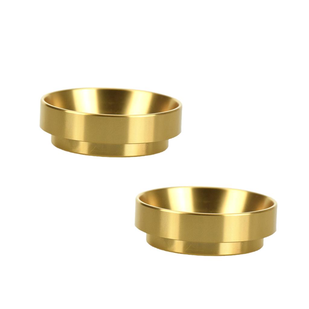 2Pcs 58mm Dia. Intelligent Dosing Ring for Brewing Bowl Coffee Powder Gold