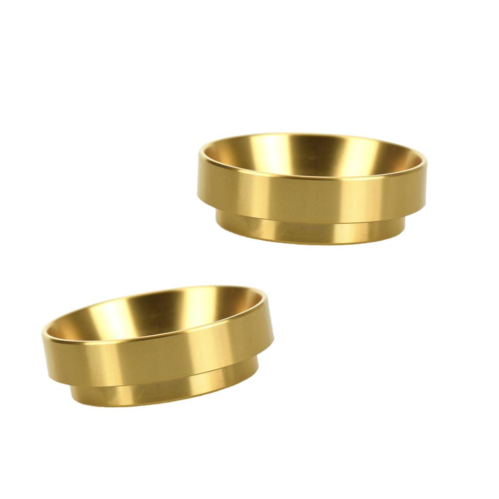 2Pcs 58mm Dia. Intelligent Dosing Ring for Brewing Bowl Coffee Powder Gold