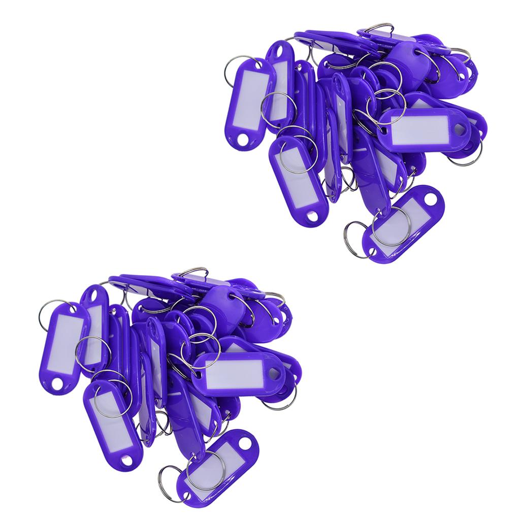 100pcs Removable Waterproof Key Tags ID Name Card Tags Mark Label Purple