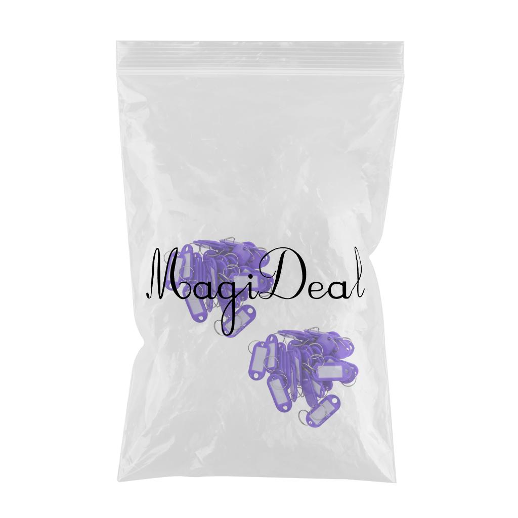 100pcs Removable Waterproof Key Tags ID Name Card Tags Mark Label Purple