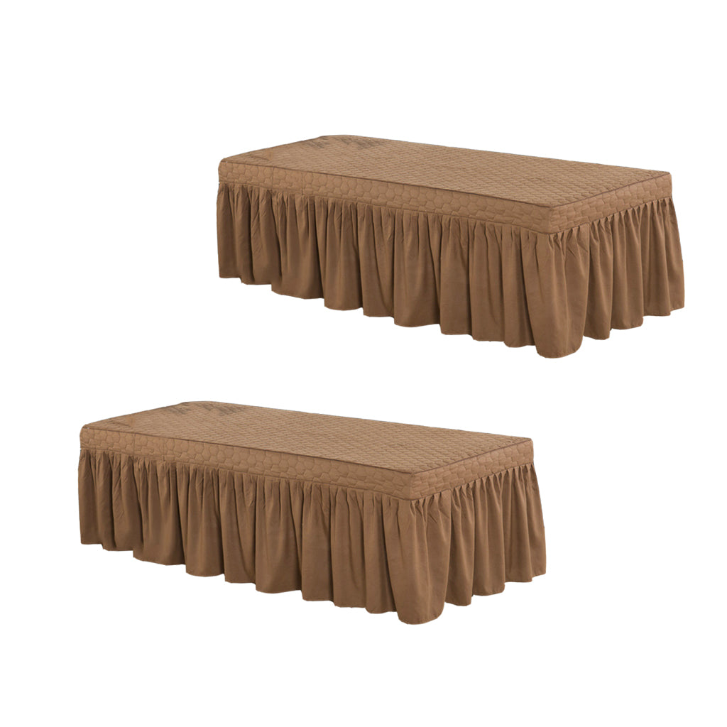 2xCoffee Massage Table Skirt Beauty Bed Cover Valance Sheet
