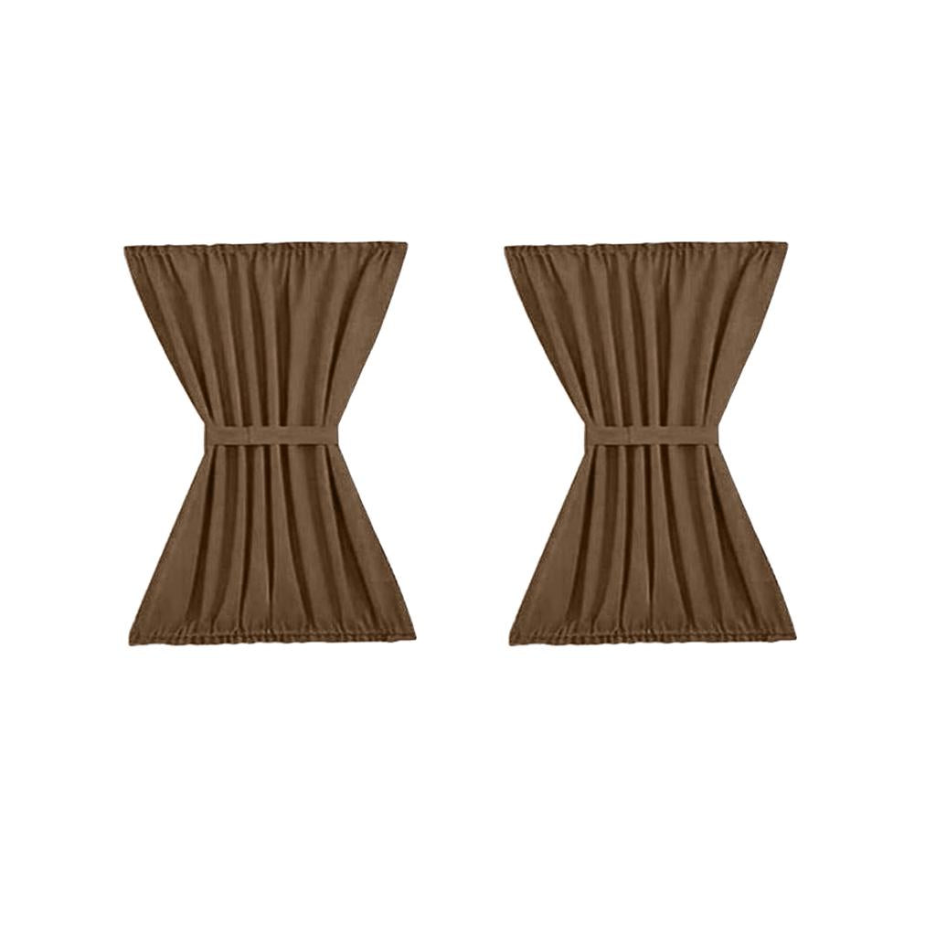 2xCoffee Light Reducing Thermal Insulated French Glass Door Curtain Panel