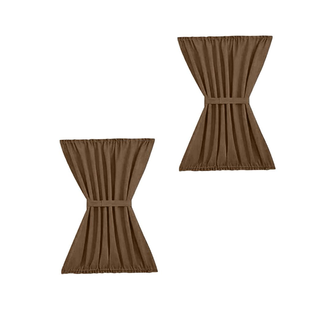 2xCoffee Light Reducing Thermal Insulated French Glass Door Curtain Panel