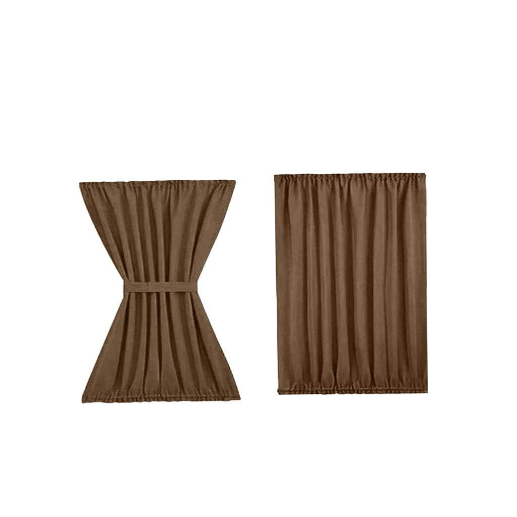 2xCoffee Light Reducing Thermal Insulated French Glass Door Curtain Panel