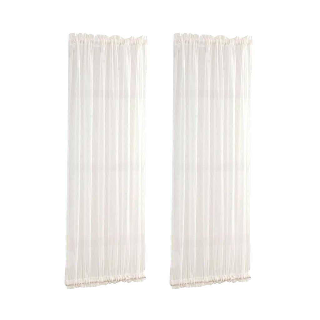 2Pcs Home French Door Curtains Blackout Curtain White25x40'' /64X102cm