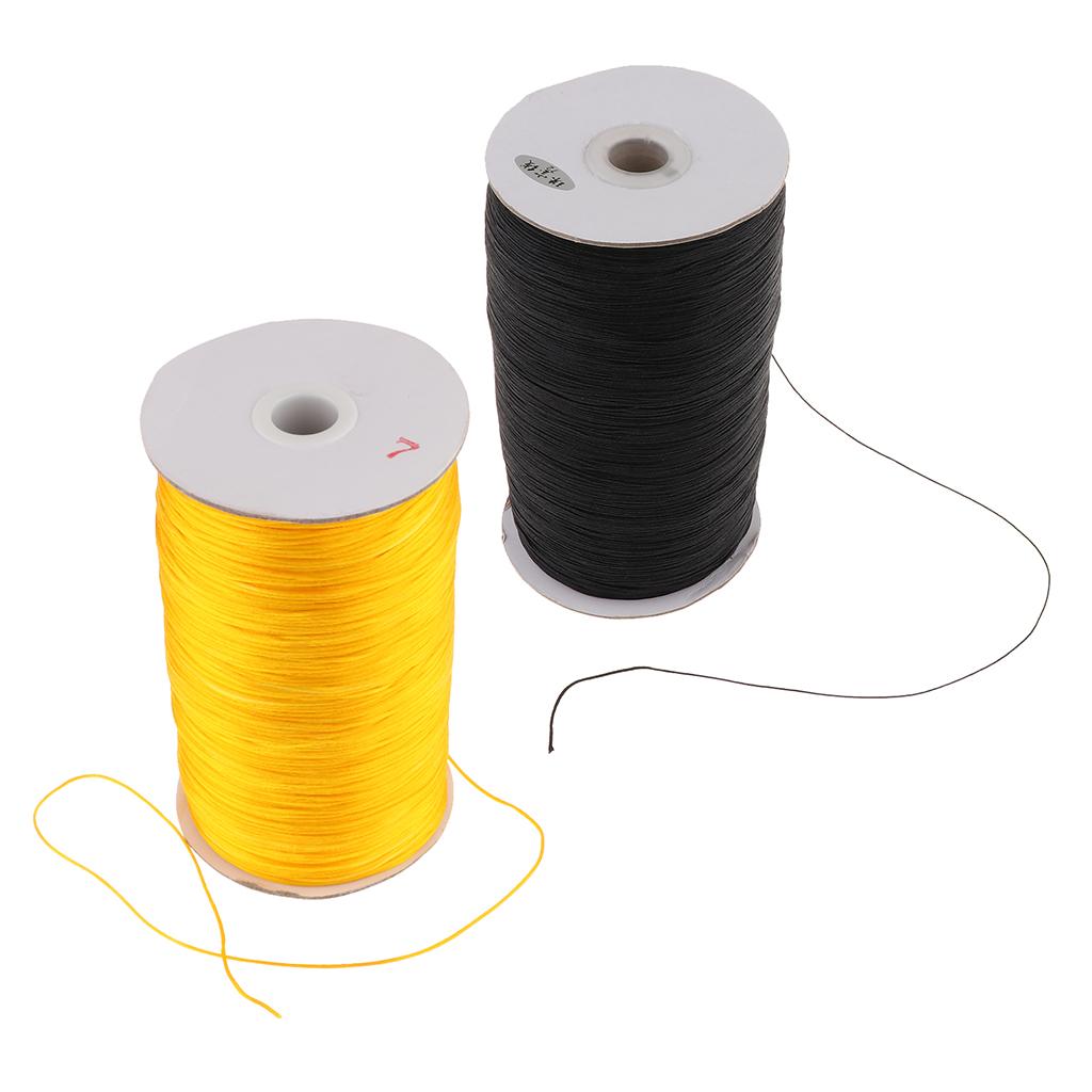 2 Rolls Elastic Cord Bungee Wire Rope Nylon Black/Yellow for Jewelry Making