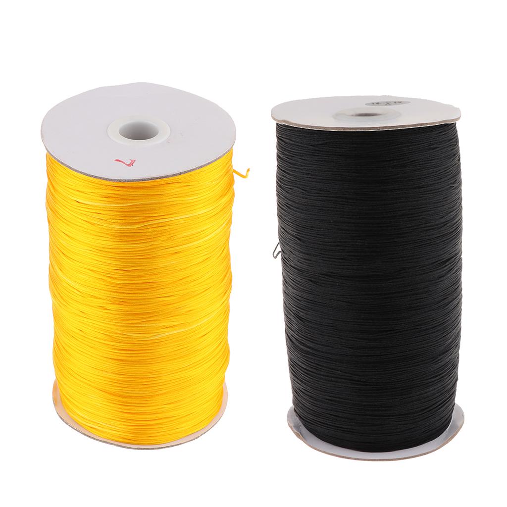 2 Rolls Elastic Cord Bungee Wire Rope Nylon Black/Yellow for Jewelry Making