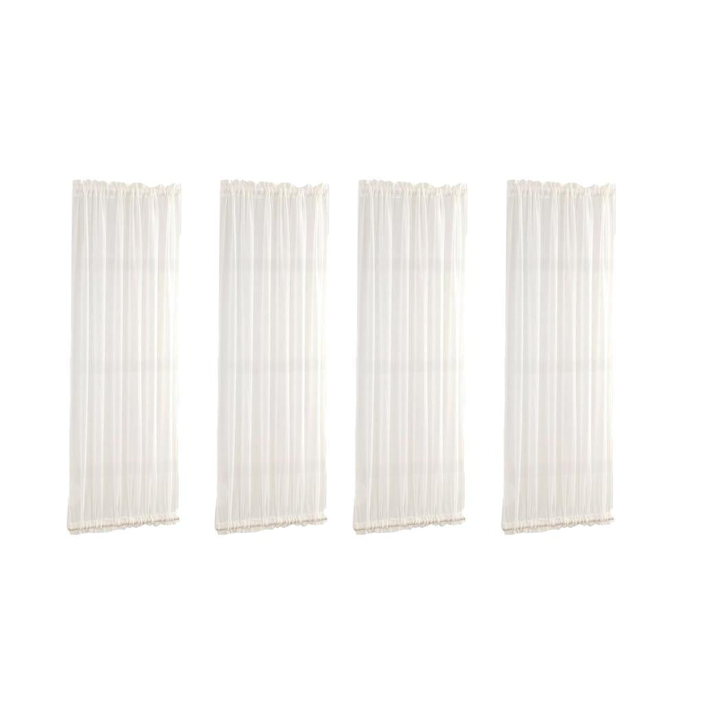 4Pcs Home French Door Curtains Blackout Curtain White 25x72'' / 64x183cm