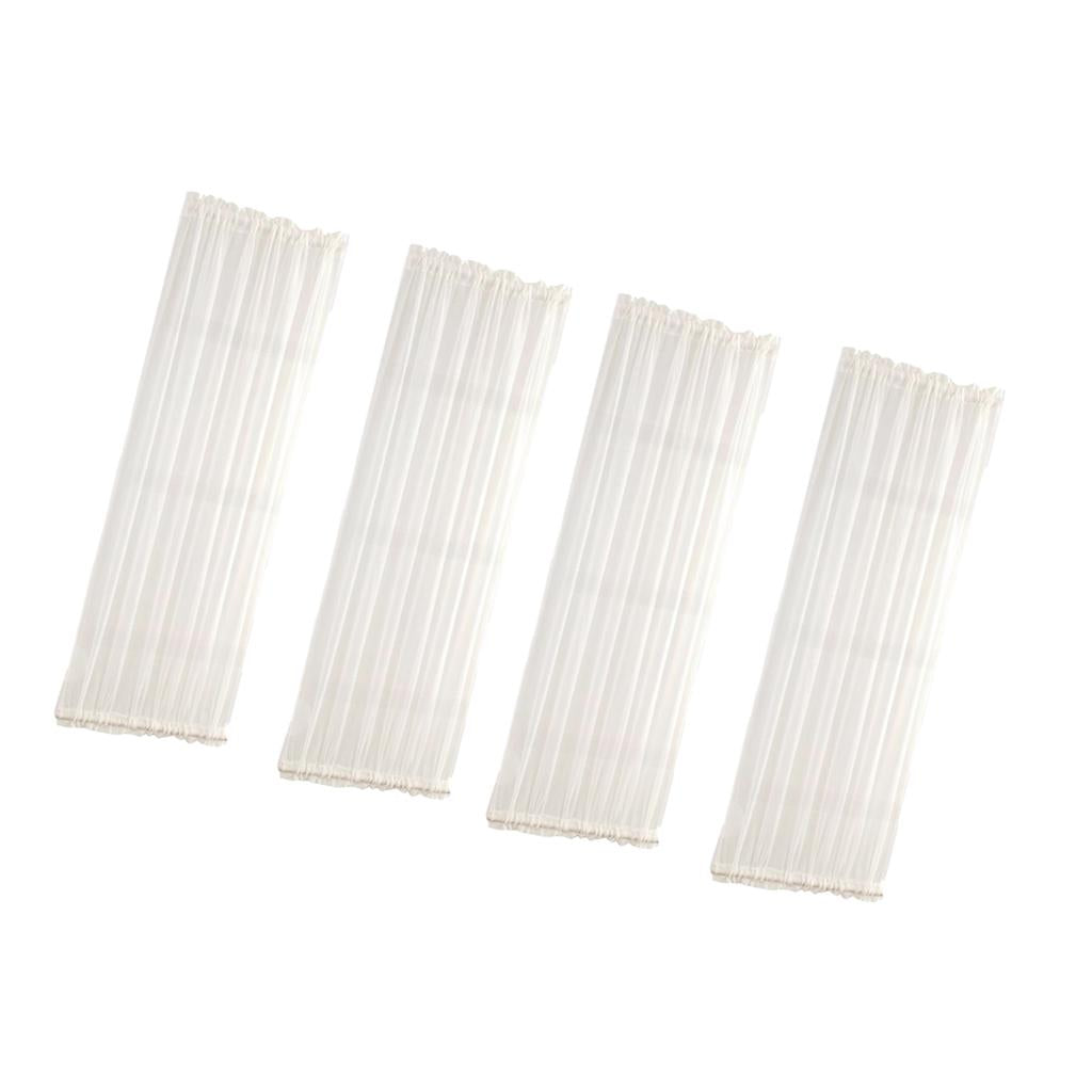 4Pcs Home French Door Curtains Blackout Curtain White 25x72'' / 64x183cm