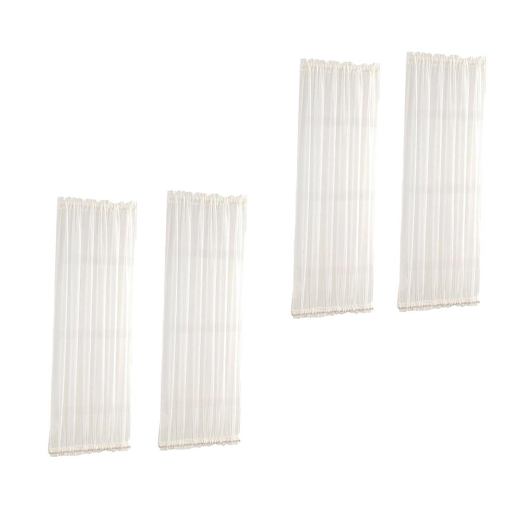 4Pcs Home French Door Curtains Blackout Curtain White 25x72'' / 64x183cm