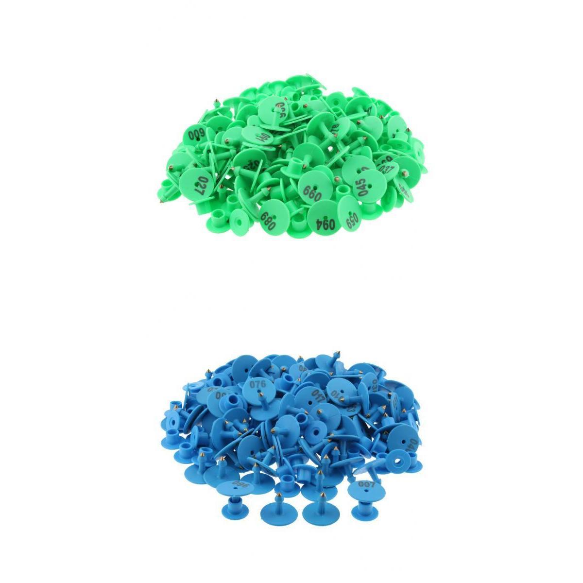 200PCS Numbered Livestock Ear Tag for Pig Cow Cattle Goat Sheep Blue & Green