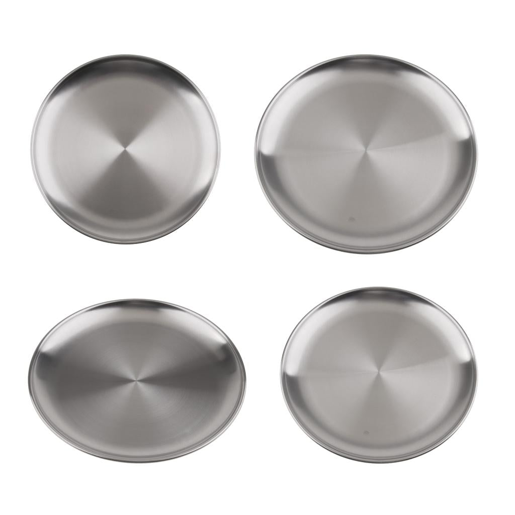 4Pcs stainless steel Round Tray Barbecue Dish fruit dinner plate