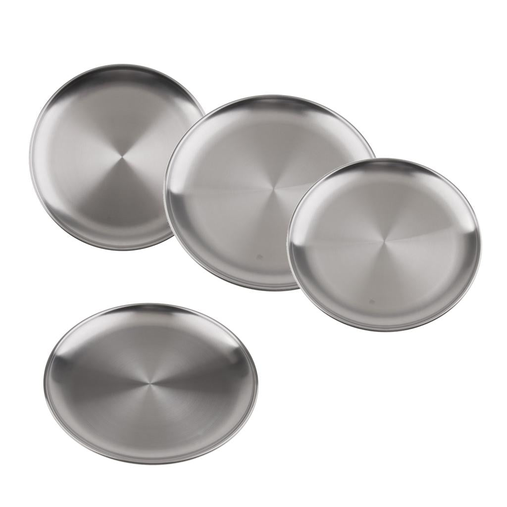 4Pcs stainless steel Round Tray Barbecue Dish fruit dinner plate