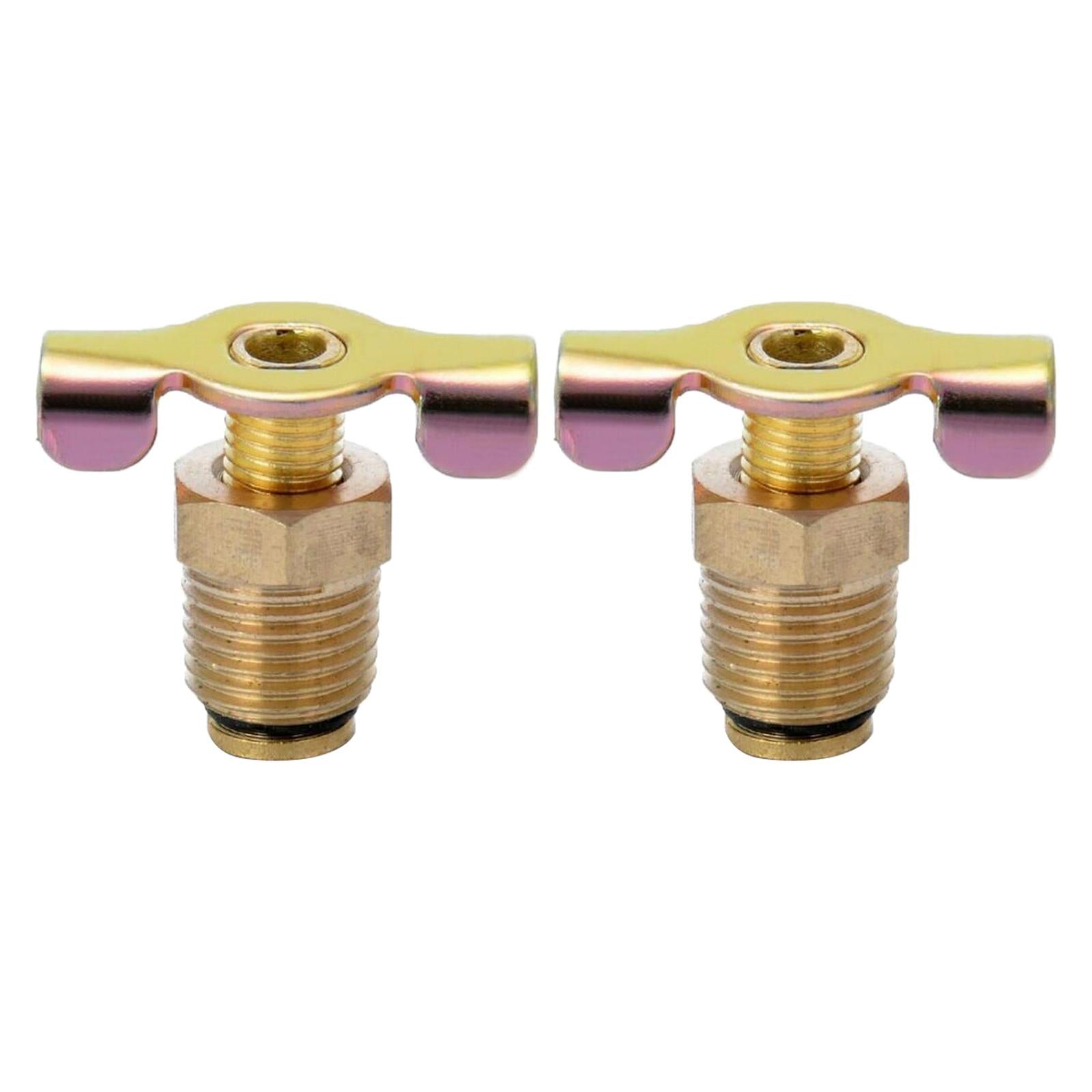 2x Air Compressor Tank Drain Valves Switch Plug Screw Brass with T-handle