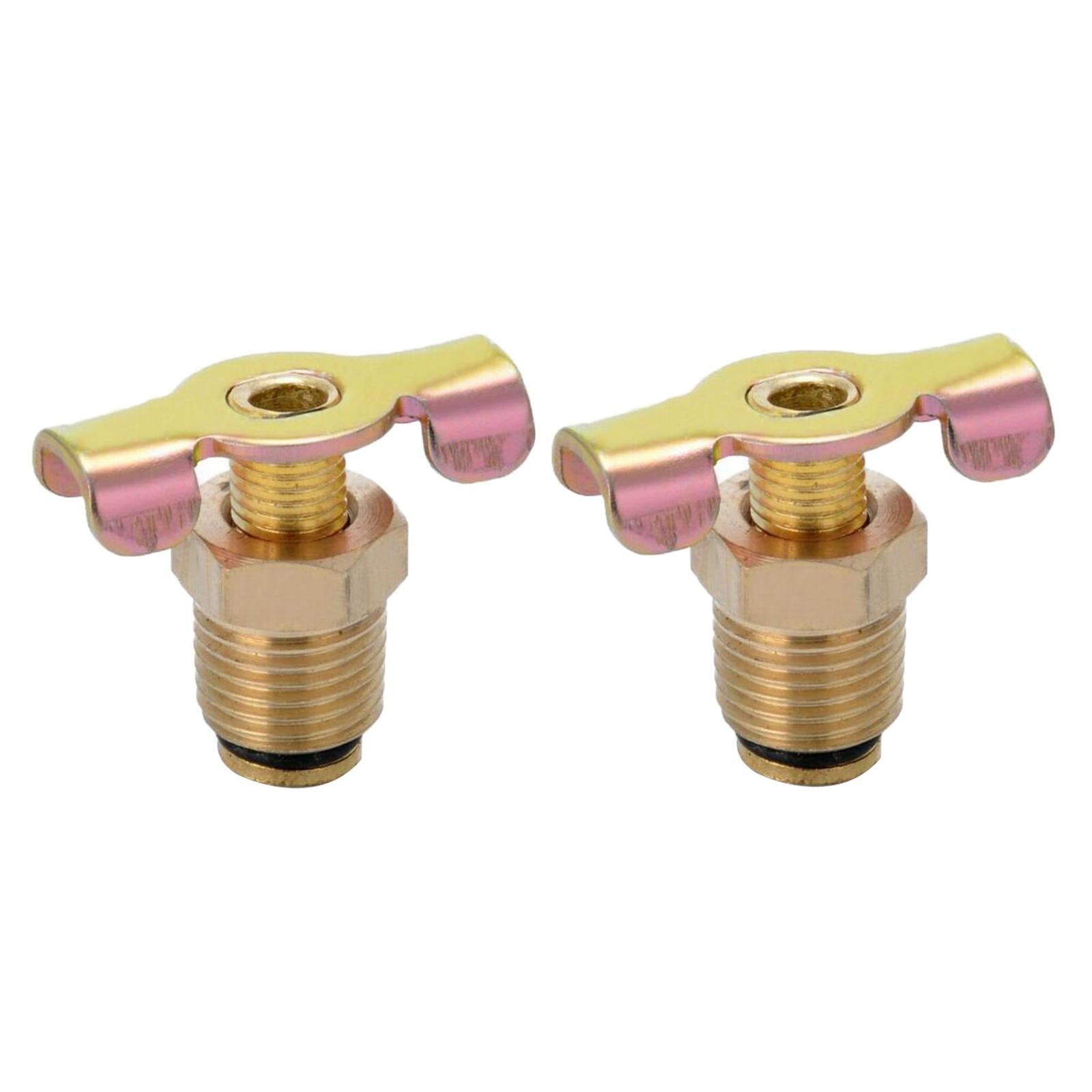 2x Air Compressor Tank Drain Valves Switch Plug Screw Brass with T-handle