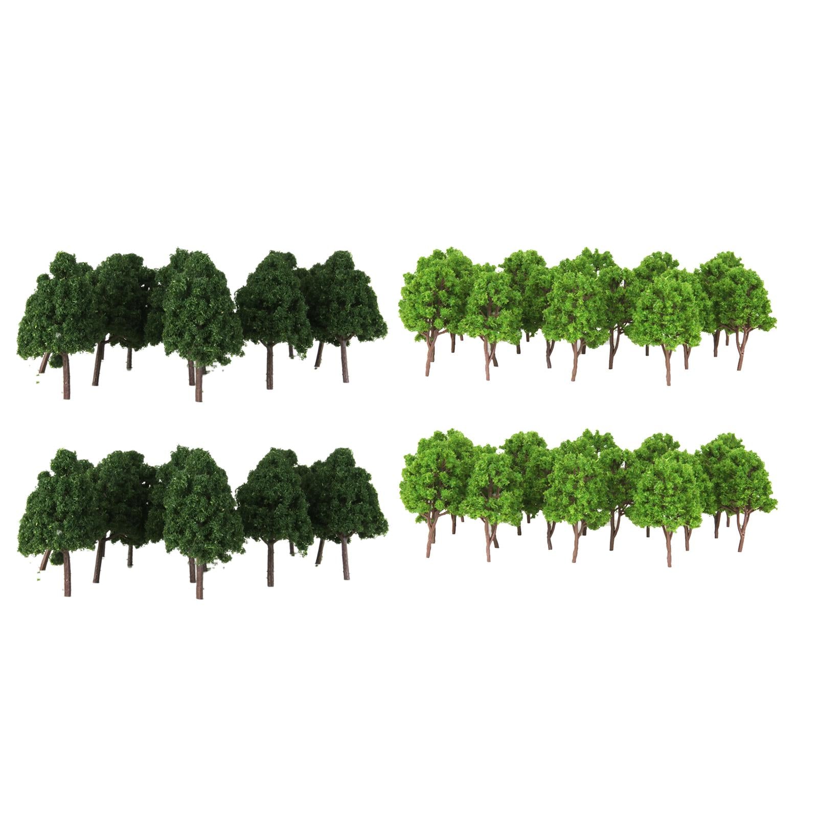 90x Plastic Trees N Scale Train Layout Wargame Scenery