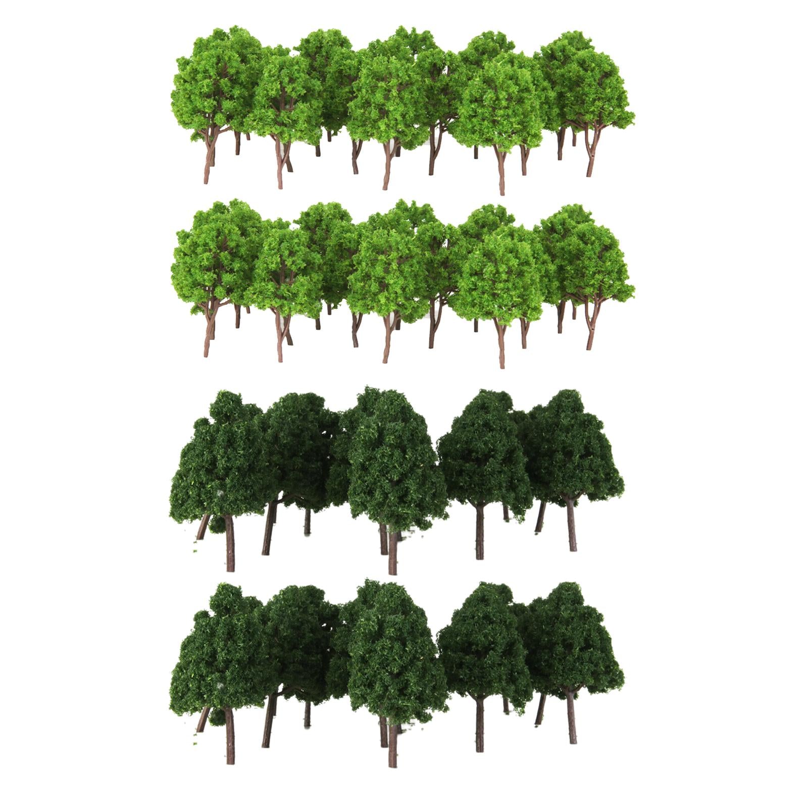 90x Plastic Trees N Scale Train Layout Wargame Scenery