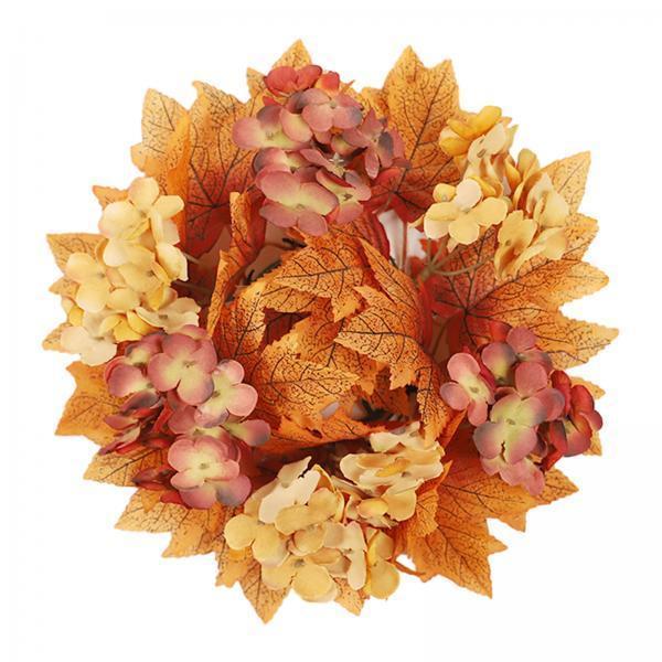 2xFall Candle Rings Wreaths Living Room Decor Thanksgiving Candle Stick Holder