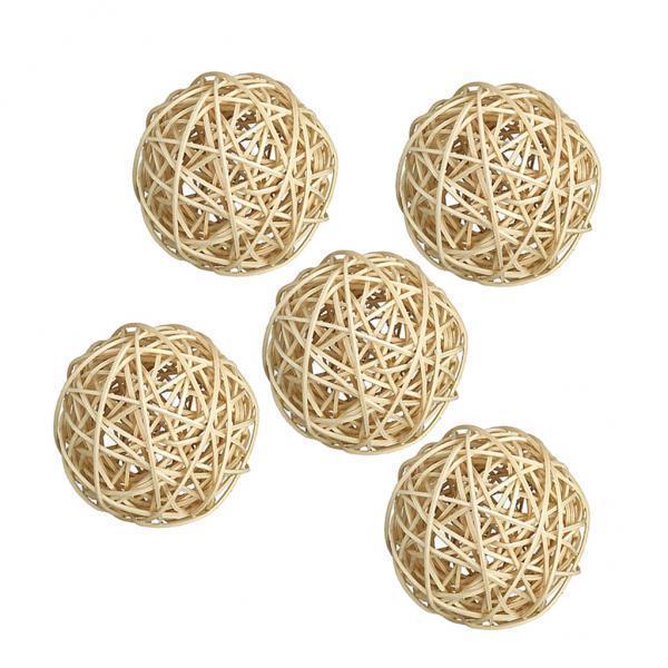 3x5Pcs 7cm Wicker Rattan Vine Ball DIY Ornaments Craft Embellishment burlywood