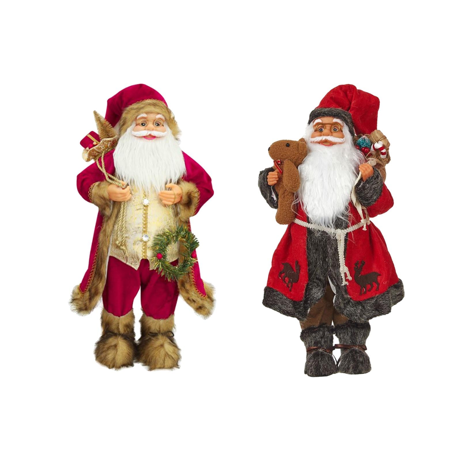 2x Santa Claus Figurine Ornament Decoration Indoor Table Desk Statue Decor