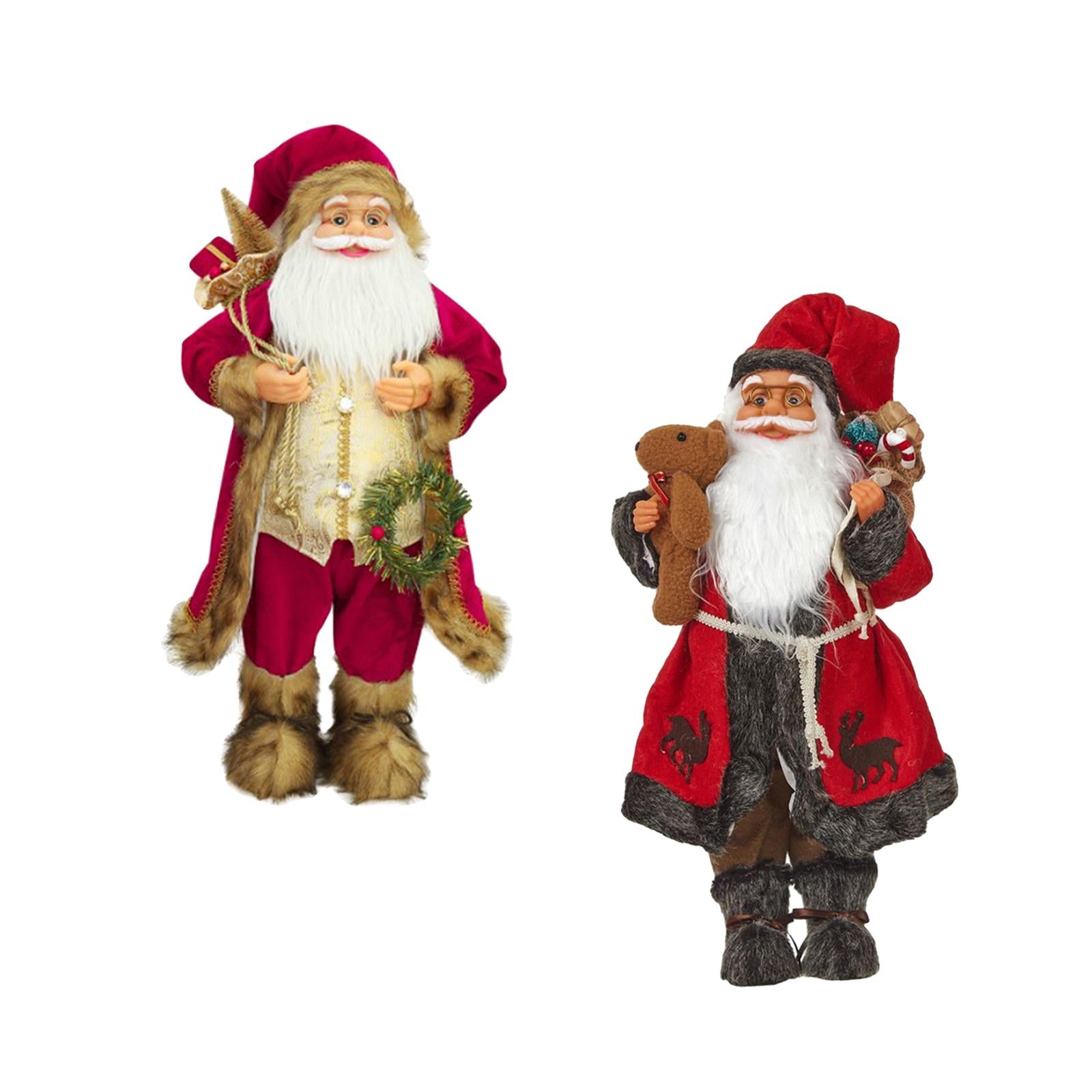 2x Santa Claus Figurine Ornament Decoration Indoor Table Desk Statue Decor