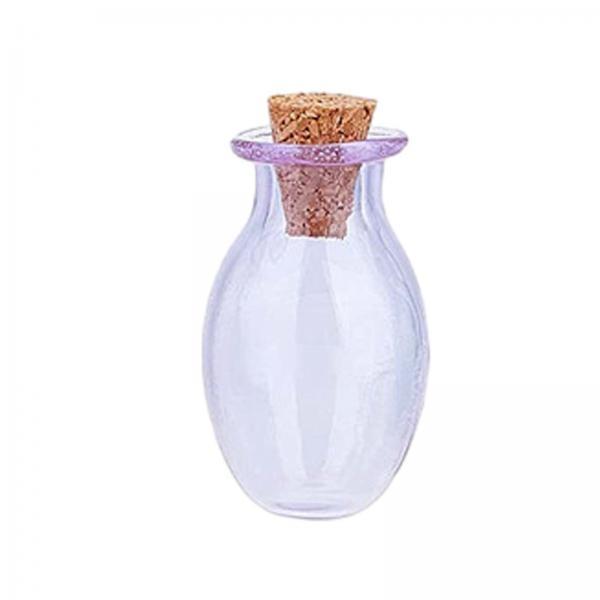 5xMini Glass Bottles Vials Cork Stoppers Empty Spell Jars Clear Wishing Bottle Purple