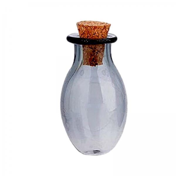 5xMini Glass Bottles Vials Cork Stoppers Empty Spell Jars Clear Wishing Bottle Grey