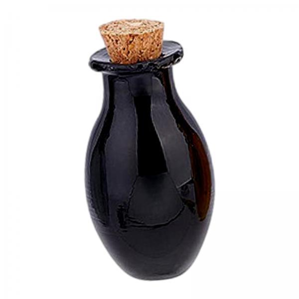 5xSmall Glass Bottles with Cork Stoppers Clear Wishing Bottle Jars Black