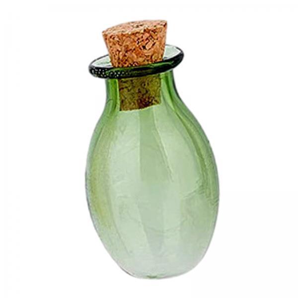 5xSmall Glass Bottles with Cork Stoppers Clear Wishing Bottle Jars Green