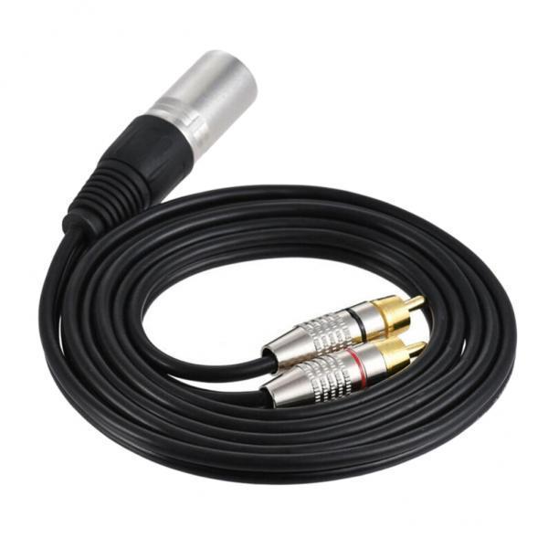 2xXLR 3Pin Male to 2RCA Male Jack Speaker Audio Splitter Cable Connector 1M