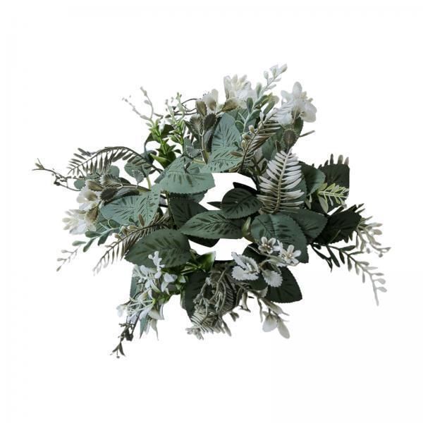 2xCandle Ring Wreaths Artificial Greenery Candle Wreath for Home Cafe Tabletop
