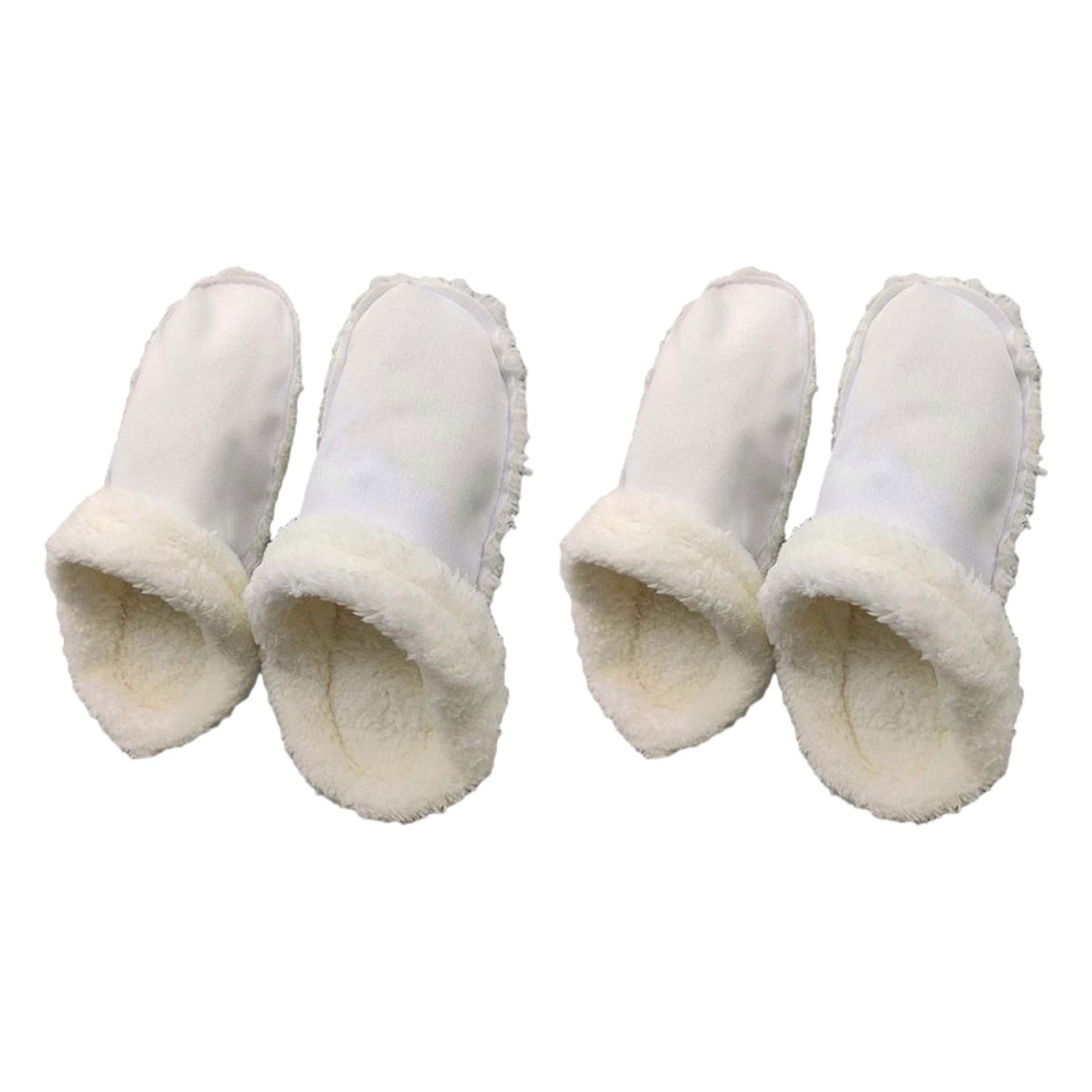 2xLiner Plush Slippers Cover Thick Plush Hole Shoes Cover for Bathroom Kitchen 24cm white