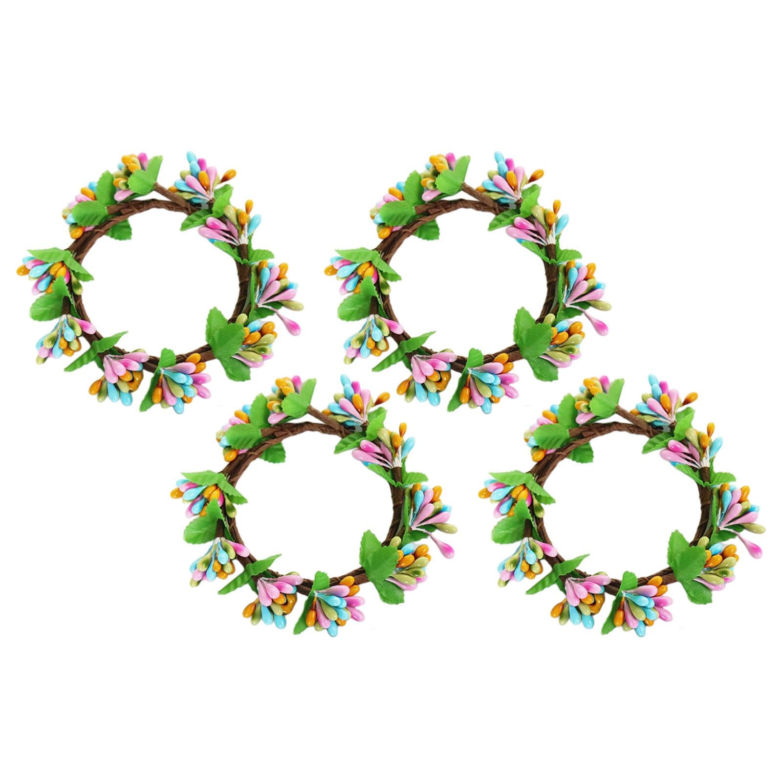 4x Easter Candle Rings Wreath Candleholder Decorations for Party Festival