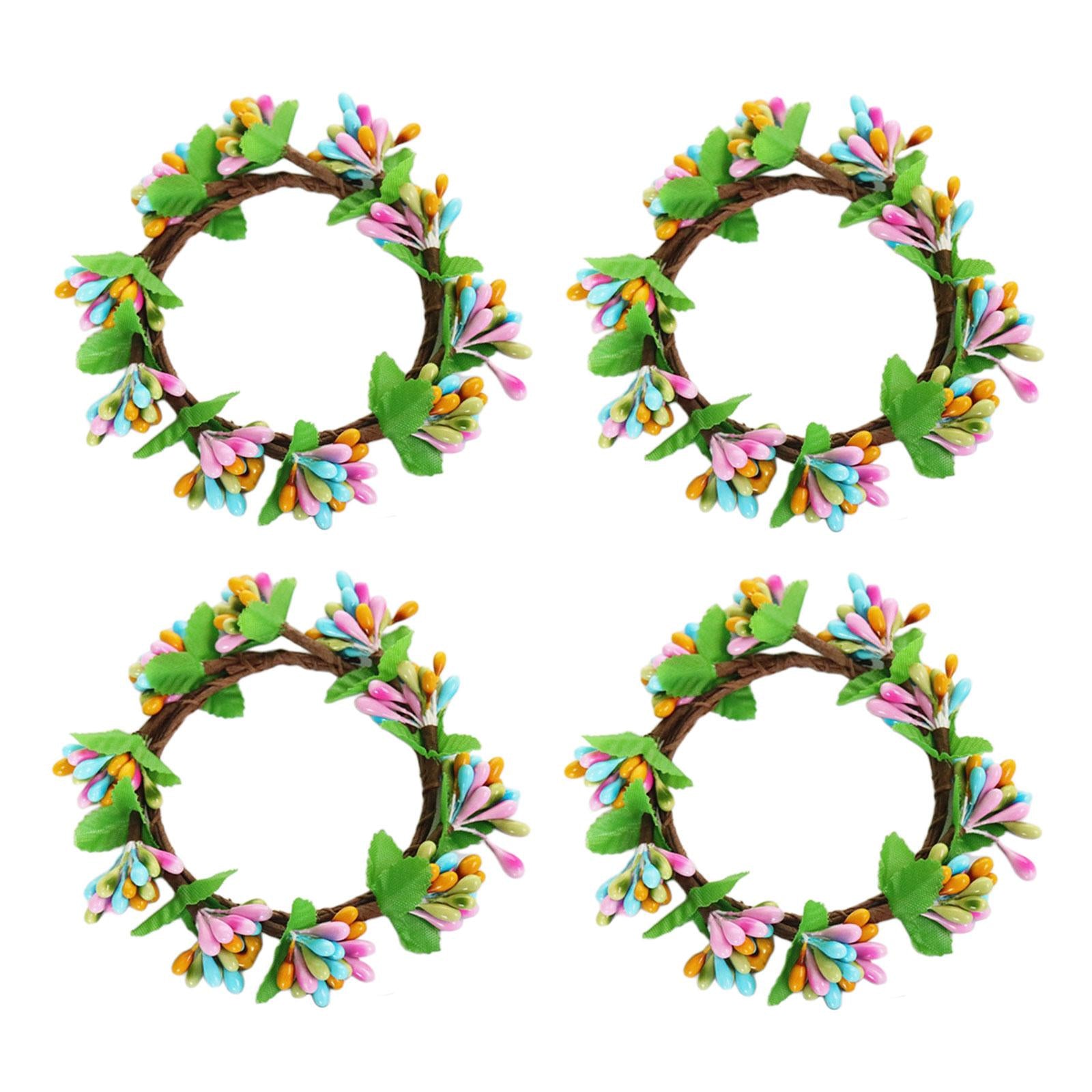 4x Easter Candle Rings Wreath Candleholder Decorations for Party Festival